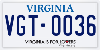 VA license plate VGT0036