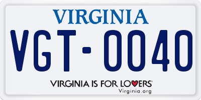 VA license plate VGT0040