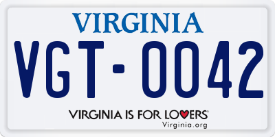 VA license plate VGT0042