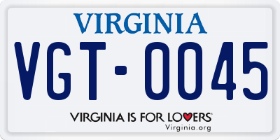 VA license plate VGT0045