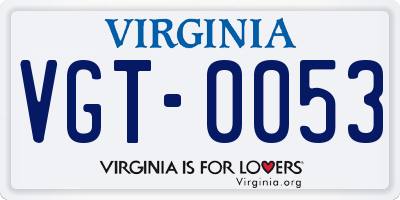VA license plate VGT0053