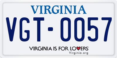 VA license plate VGT0057