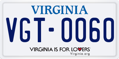 VA license plate VGT0060