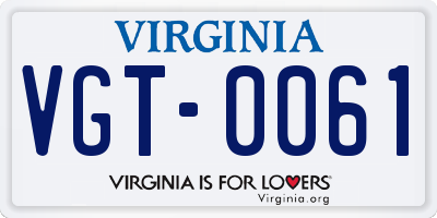 VA license plate VGT0061