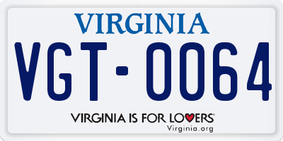 VA license plate VGT0064