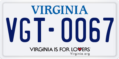 VA license plate VGT0067