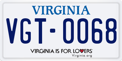 VA license plate VGT0068