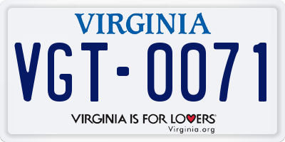 VA license plate VGT0071