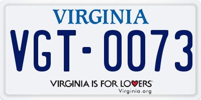 VA license plate VGT0073