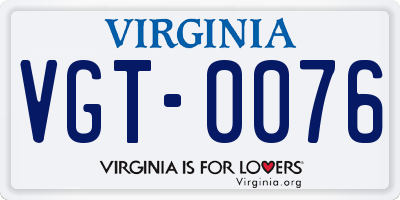 VA license plate VGT0076