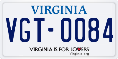 VA license plate VGT0084