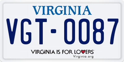 VA license plate VGT0087