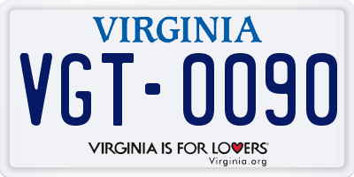 VA license plate VGT0090