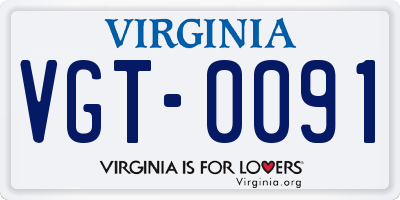 VA license plate VGT0091