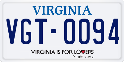 VA license plate VGT0094