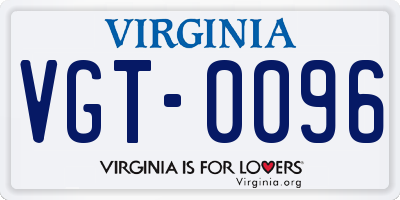 VA license plate VGT0096