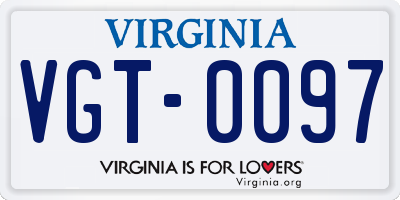 VA license plate VGT0097