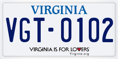 VA license plate VGT0102