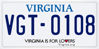 VA license plate VGT0108
