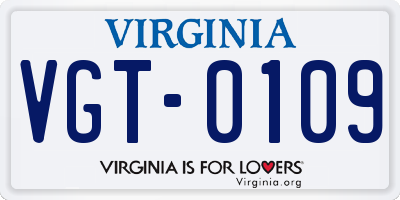VA license plate VGT0109