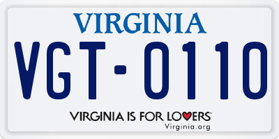 VA license plate VGT0110