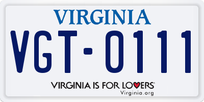 VA license plate VGT0111