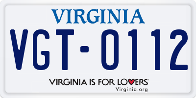 VA license plate VGT0112