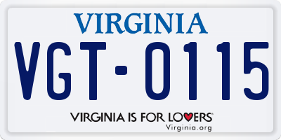 VA license plate VGT0115