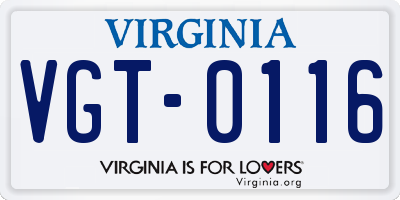 VA license plate VGT0116