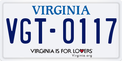 VA license plate VGT0117
