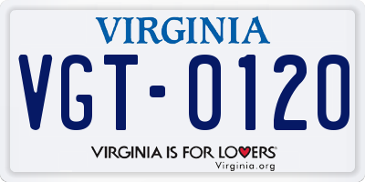 VA license plate VGT0120