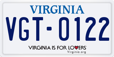 VA license plate VGT0122