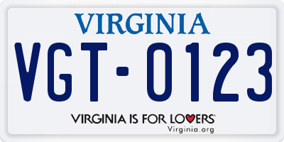 VA license plate VGT0123