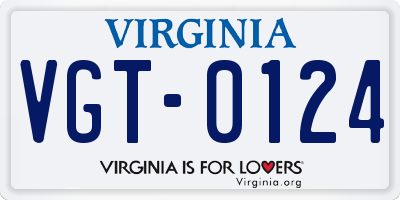 VA license plate VGT0124