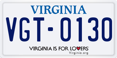 VA license plate VGT0130