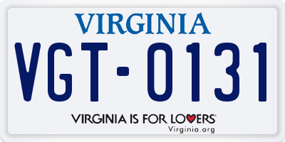 VA license plate VGT0131
