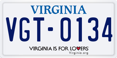 VA license plate VGT0134