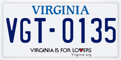 VA license plate VGT0135