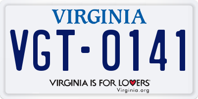 VA license plate VGT0141