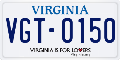 VA license plate VGT0150