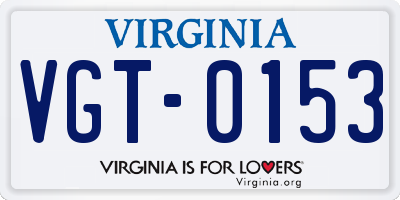 VA license plate VGT0153