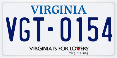 VA license plate VGT0154