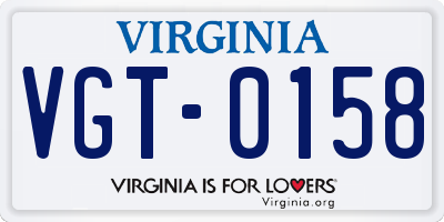 VA license plate VGT0158