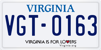 VA license plate VGT0163