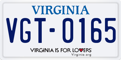 VA license plate VGT0165