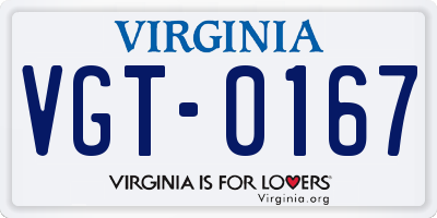 VA license plate VGT0167