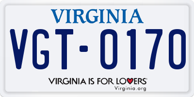 VA license plate VGT0170