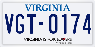 VA license plate VGT0174