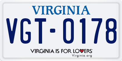 VA license plate VGT0178