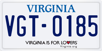 VA license plate VGT0185